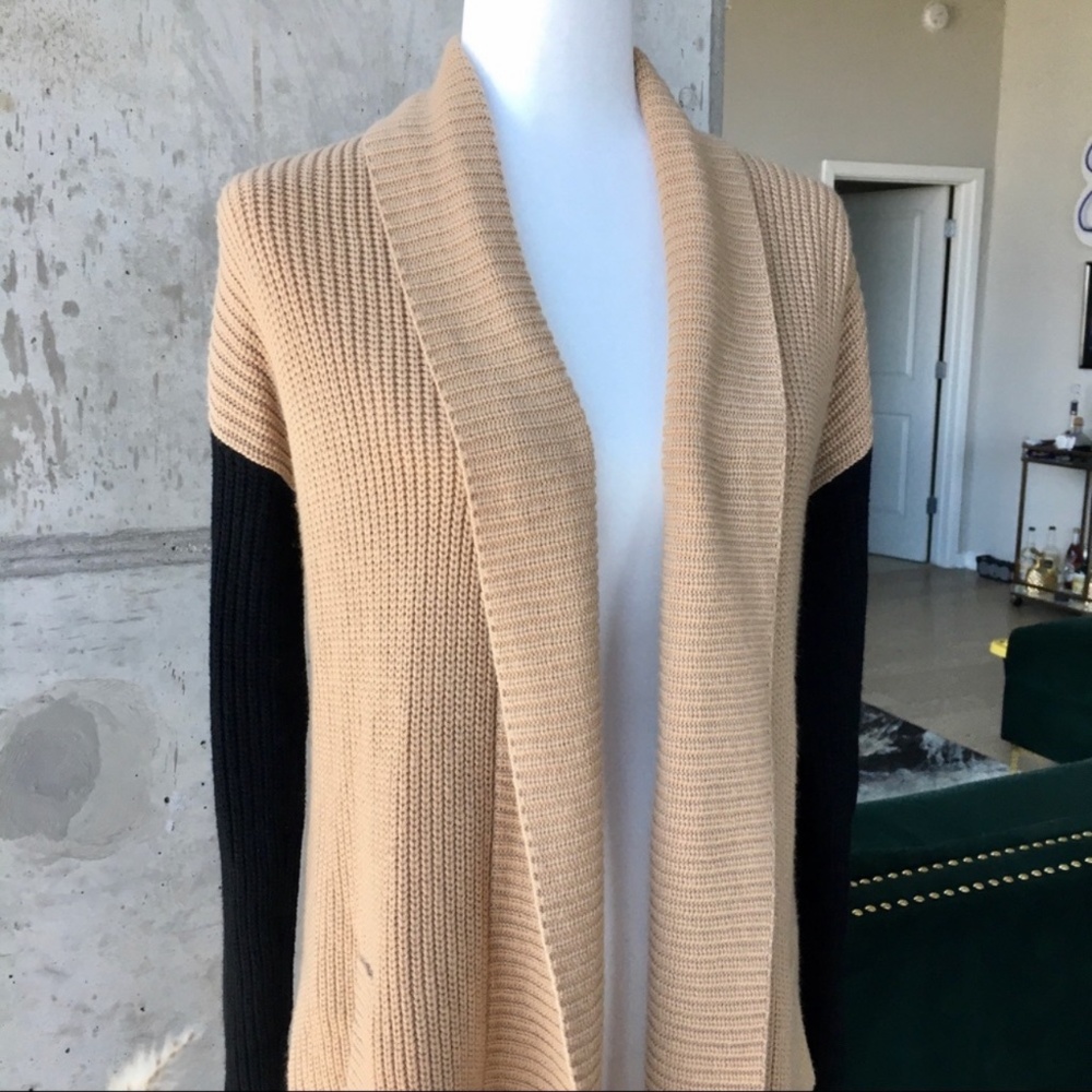 Talbots Color Block Lambswool Blend Open Cardigan… - image 3